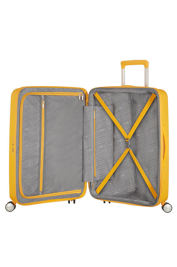 American Tourister Soundbox Spinner 77  Golden Yellow American Tourister Soundbox Spinner 77  Golden Yellow